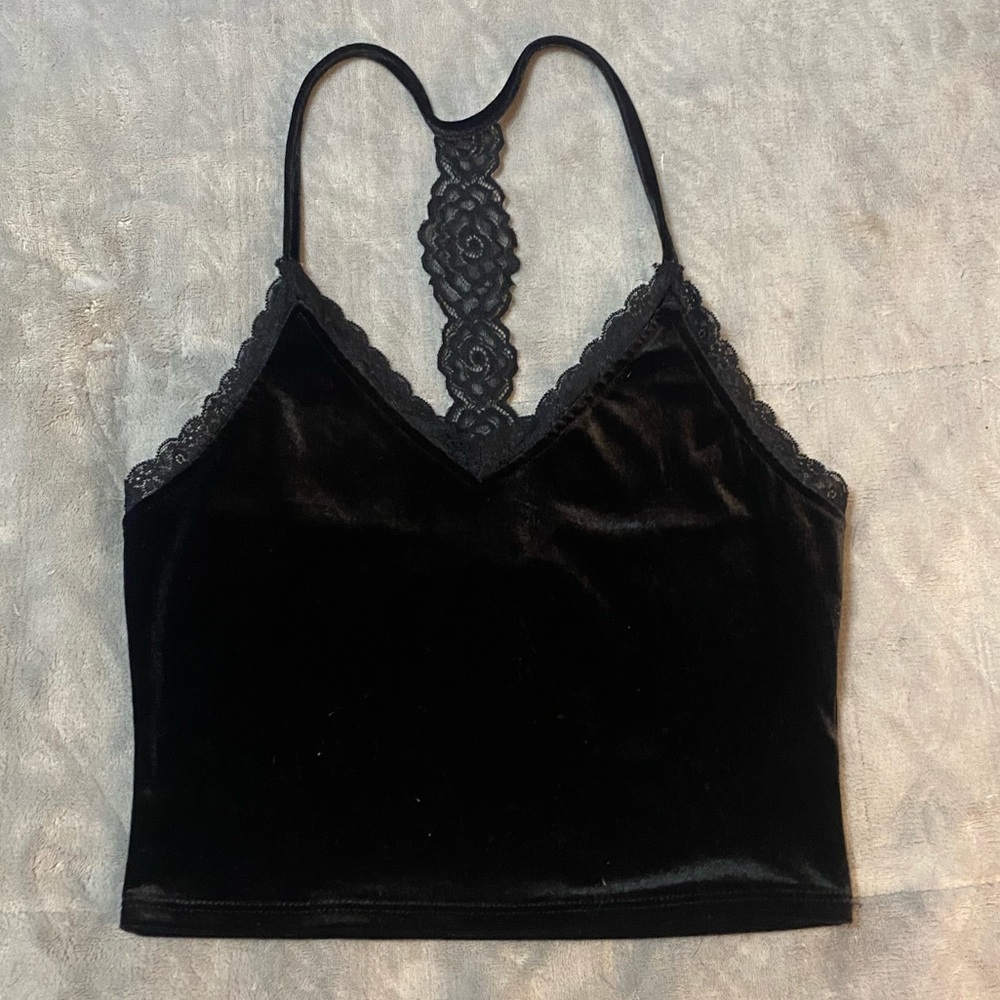 Forever 21Crushed velvet V neck tank crop top